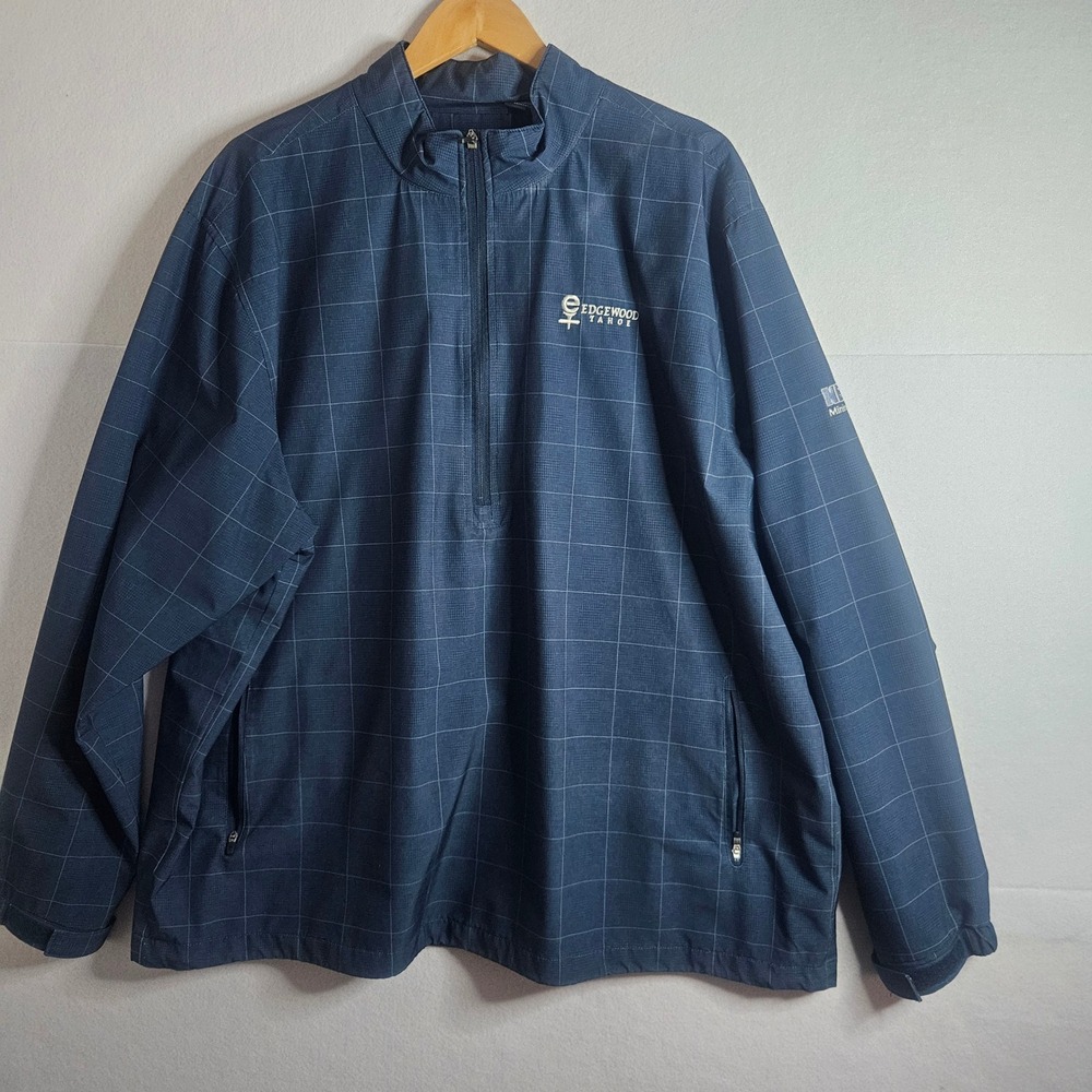 Edgewood Golf Windbreaker Ahead Mens XXL Navy Blue Windowpane 1/4‎ Zip Pullover